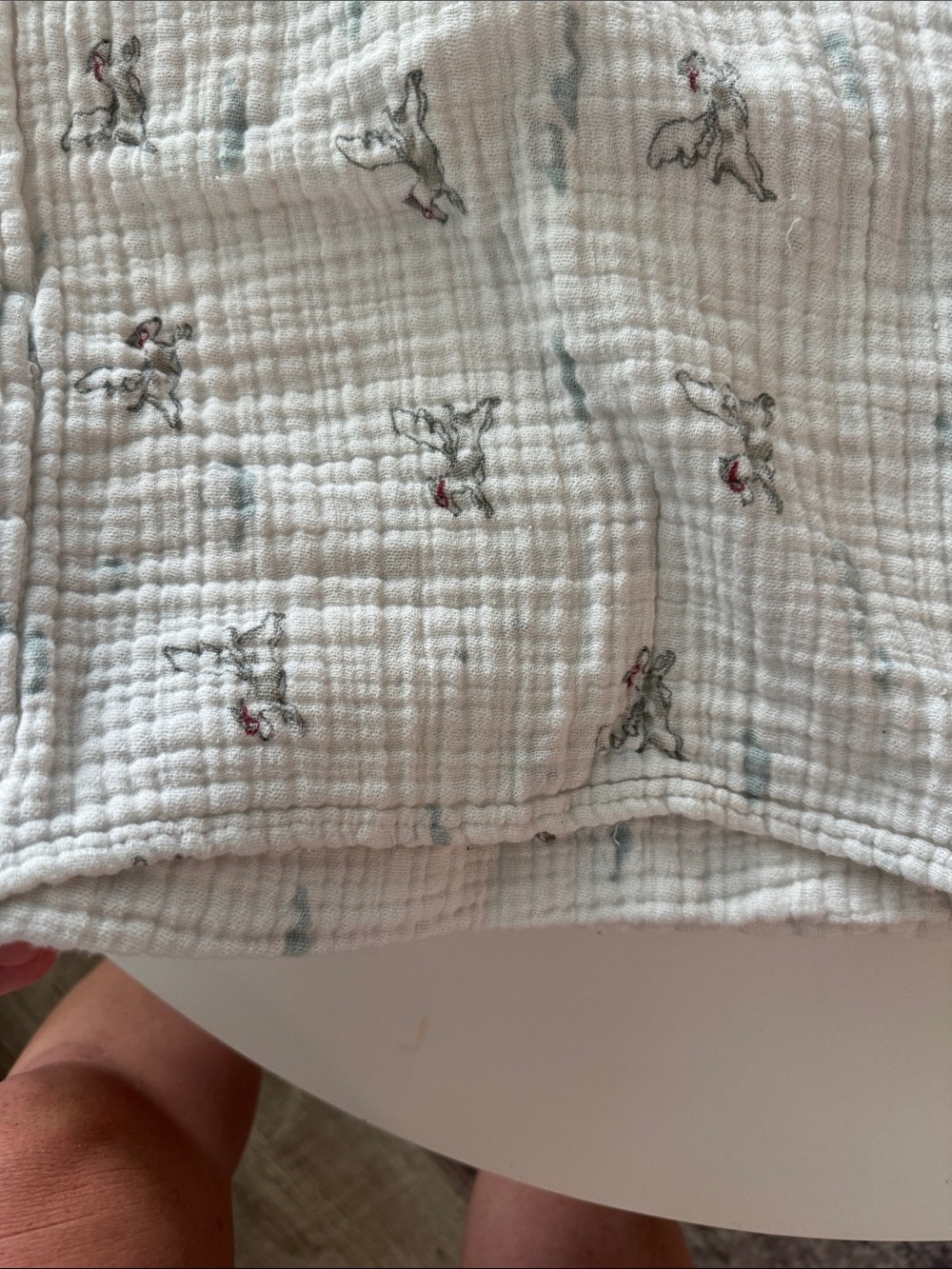 Toddler bed/crib size Aden & anais Muslin white Blanket w/blue and pillow case - Picture 3 of 6
